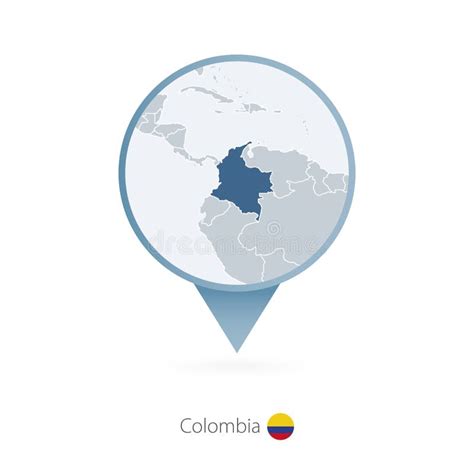 Map Pin with Detailed Map of Colombia and Neighboring Countries Stock Vector - Illustration of ...