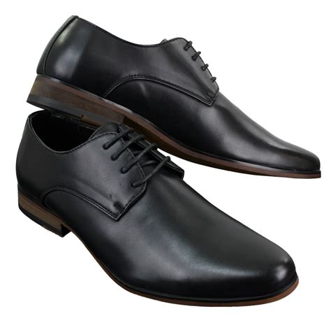 Mens Laced Plain Leather Lined Laced Smart Casual Formal Shoes Black: Buy Online - Happy Gentleman