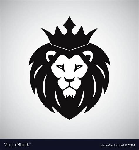 Lion king with crown logo vector image on VectorStock | Lion artwork, Line art vector, Lion icon