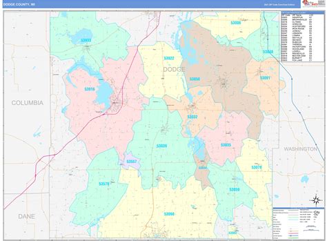 Dodge County, WI Wall Map Color Cast Style by MarketMAPS - MapSales.com