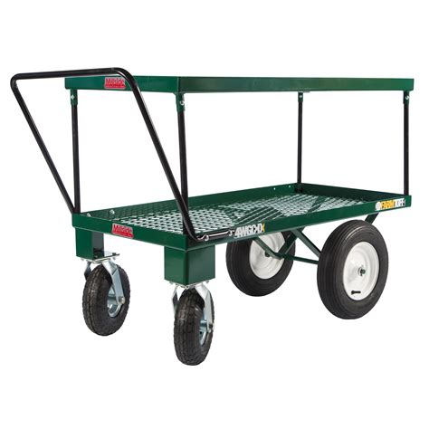 MSI4WGCD Millside Metal Double Tier 4-Wheel Push Cart, Green