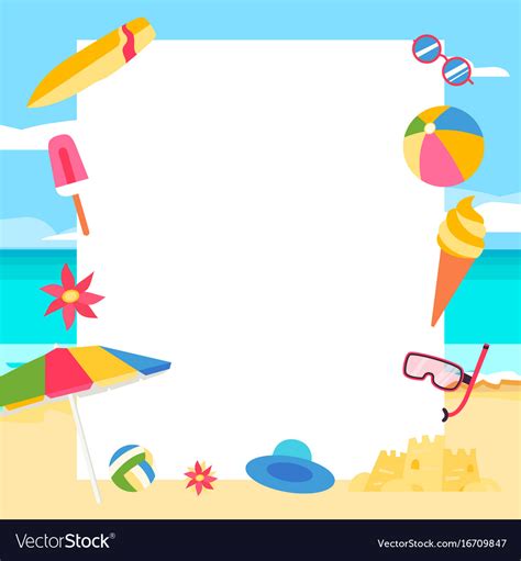 Beach background summer concept with cartoon Vector Image