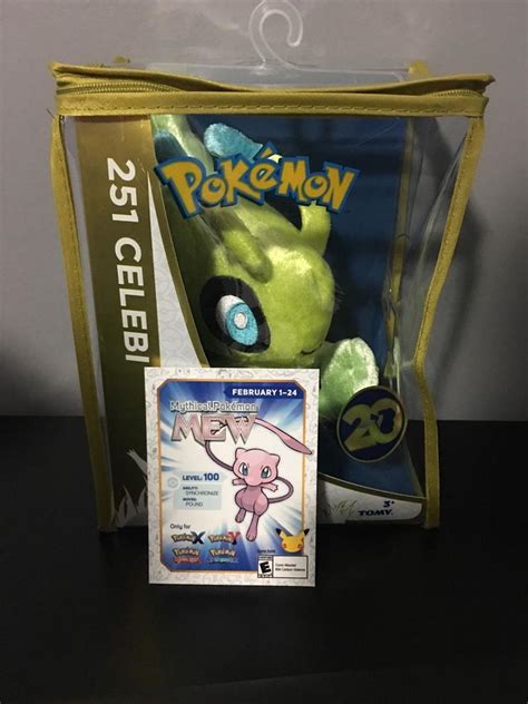 Celebi 8" Plush Pokemon 20th Anniversary + Mew Card | #1807932711