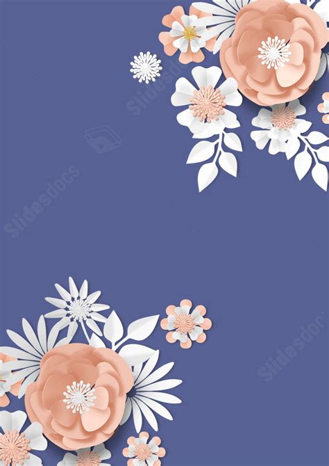 Floral Design In Blue Paper With Simple Cut Page Border Background Word ...