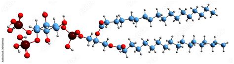 3D image of Phosphatidylinositol bisphosphate skeletal formula ...