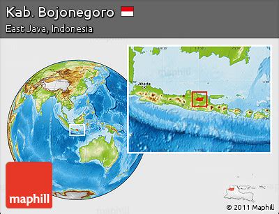 Free Physical Location Map of Kab. Bojonegoro