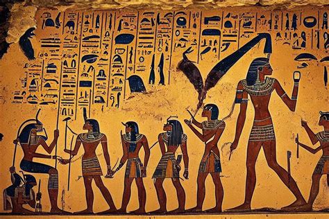 an egyptian mural records the arrival of aliens on | Stable Diffusion