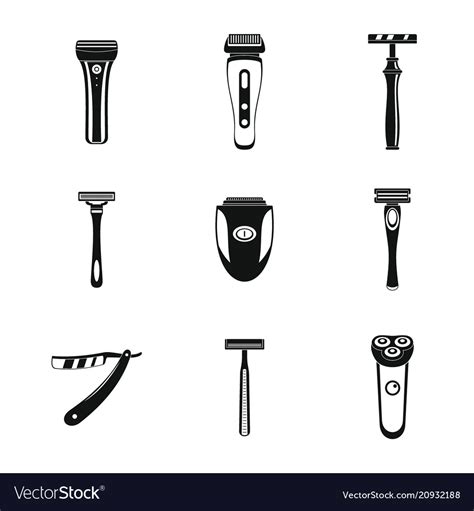 Shaver blade razor personal icons set simple Vector Image