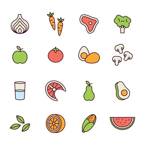 Icônes décrites des aliments sains 365161 - Telecharger Vectoriel Gratuit, Clipart Graphique ...