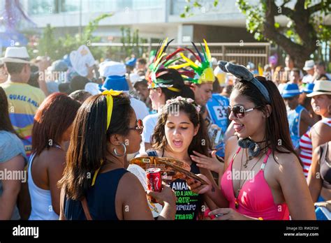 RIO DE JANEIRO - FEBRUARY 11, 2017: An afternoon banda street party in Ipanema draws crowds of ...