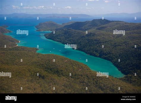 Aerial view of the Whitsunday Islands, Queensland, Australia Stock ...