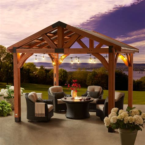 Backyard Discovery Brookdale 12 x 10 All Cedar Wooden Gazebo, Brown - Walmart.com