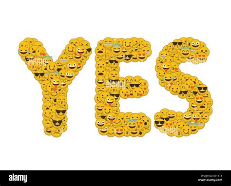 The word yes written in social media emoji smiley characters Stock Photo: 160448632 - Alamy