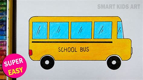 How To Draw A School Bus | School Bus Drawing | स्कूल बस का चित्र | Easy Drawing | Smart Kids ...