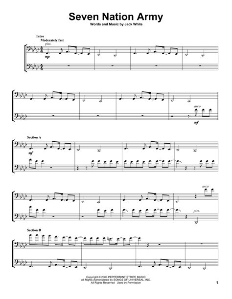 2Cellos "Seven Nation Army" Sheet Music Notes | Download Printable PDF ...