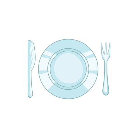 Plate with knife and fork icon, cartoon style 14432078 Vector Art at ...