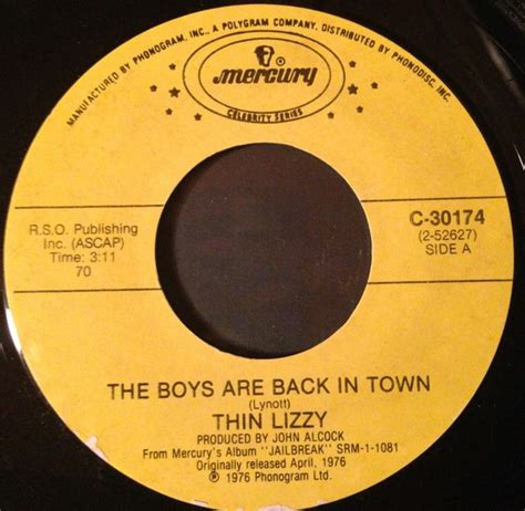 Thin Lizzy - The Boys Are Back In Town (1976, Vinyl) | Discogs