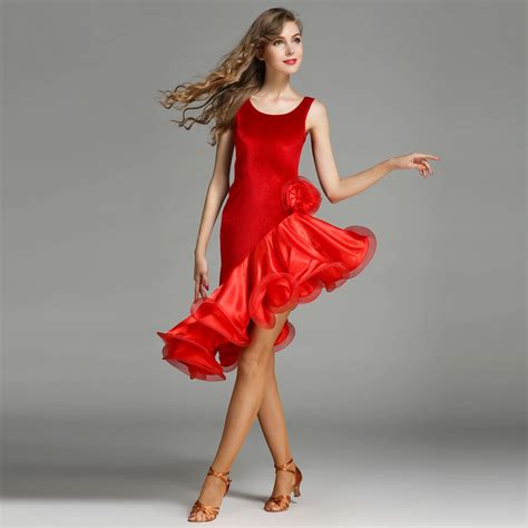 Latin Dance Dress Women Lady Adult Cha Cha Irregular Sweep Dancing Dress Ballroom Costume ...