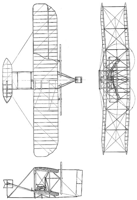 Wright Flyer usa 1903 Blueprint - Download free blueprint for 3D modeling