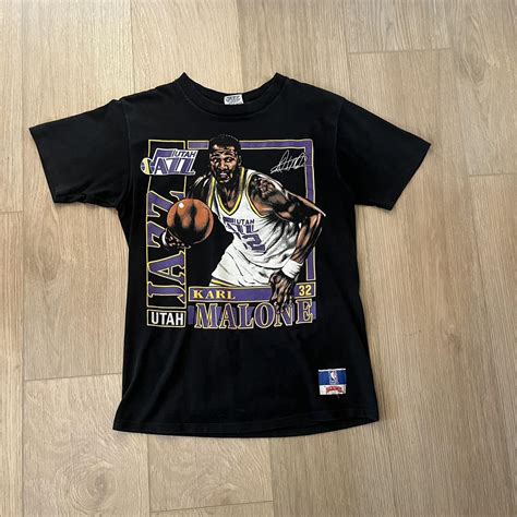 Vintage 1990 karl Malone stats tee graphic... - Depop