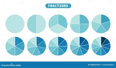 Vector Drawing of Fractions Worksheet Stock Illustration - Illustration ...