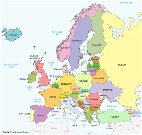 Map Of Europe Labeled Cities