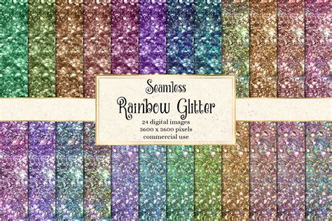 Rainbow Glitter Digital Paper By Digital Curio | TheHungryJPEG