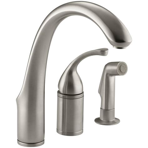 KOHLER Forte Single-Handle Standard Kitchen Faucet with Side Sprayer in ...