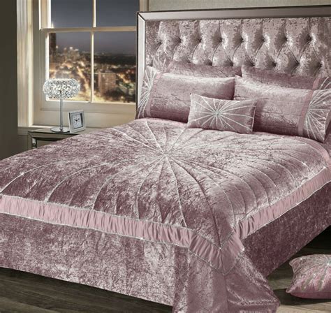 Crushed Velvet Premium Bedding Collection Blush Pink Diamante Starburst | eBay | Luxury ...