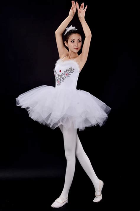 Professional Ballet Tutu Dance Leotard Girls White Swan Lake Ballet Costumes Classical Ballet ...