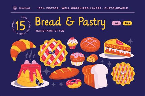 Bread and Pastry Illustration Set by Graphicook on Dribbble