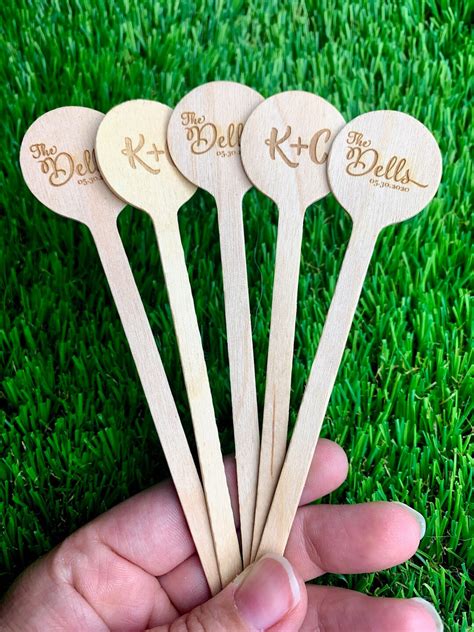 50 Custom Wood Engraved Stir Sticks, Cocktail Sticks, Wedding Drink ...