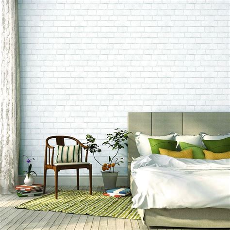 Tempaper White Brick Wallpaper-BR096 - The Home Depot