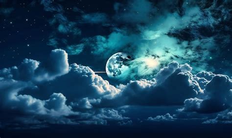 Premium AI Image | a moon and cloud on a blue night sky