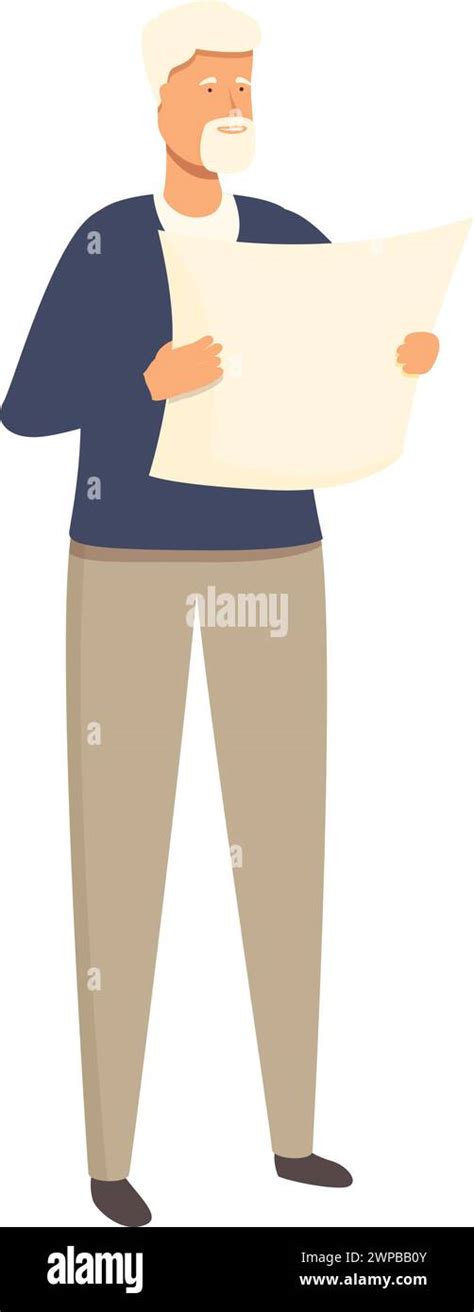 Senior man look at map icon cartoon vector. Active travel. Aged person walking Stock Vector ...