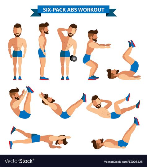 Six pack abs workout for men exereise Royalty Free Vector