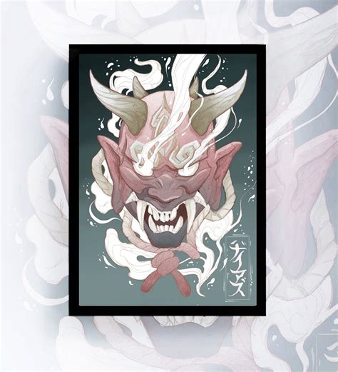 Oni Mask Demon Mask Samurai Mask Art Prints Yokai Hannya - Etsy