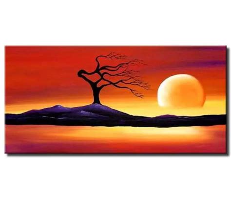 surrealist moon painting on canvas modern abstract landscape living room wall art