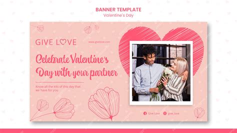 Free PSD | Horizontal banner for valentine's day with photo of couple