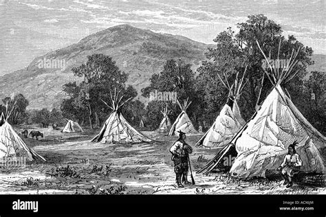 geography/travel, USA, people, Native Americans, tribes, Comanche, camp, engraving after drawing ...