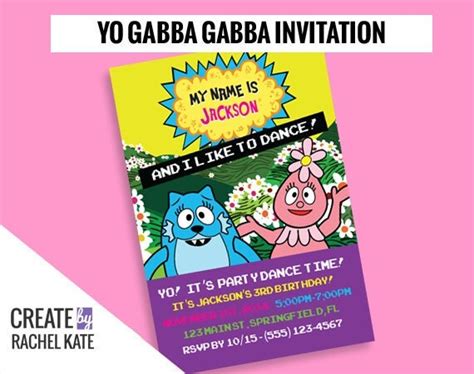 Yo Gabba Gabba Girl Toodee Foofa Birthday Party Personalized