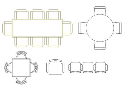 Table and chair elevation plan layout file - Cadbull