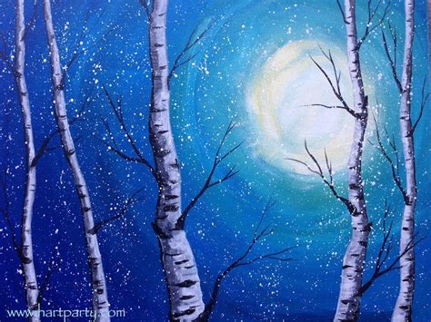 Beginner Acrylic Painting Class | Winter Birch Trees | #lovewinterart | Winter painting, Birch ...