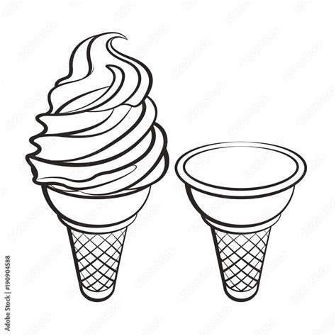 isolated black outline ice cream cone vector illustration Stock Vector ...