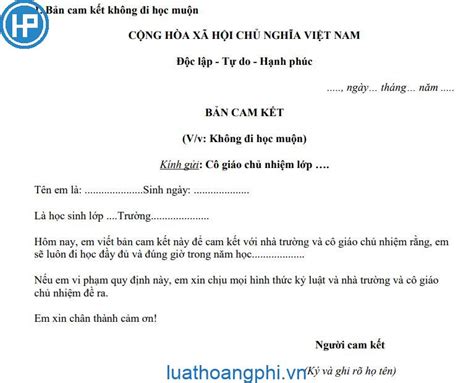 Cam kết chất lượng Bản cam kết mẫu học sinh Hoàn hảo và chuyên nghiệp