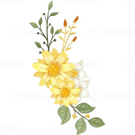 Yellow Flower Arrangement with watercolor style 15739544 PNG