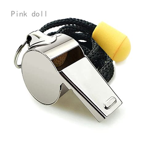 Pink Doll Stainless Steel Sports Referees Whistle With Lanyard For Basketball Football Gyms ...