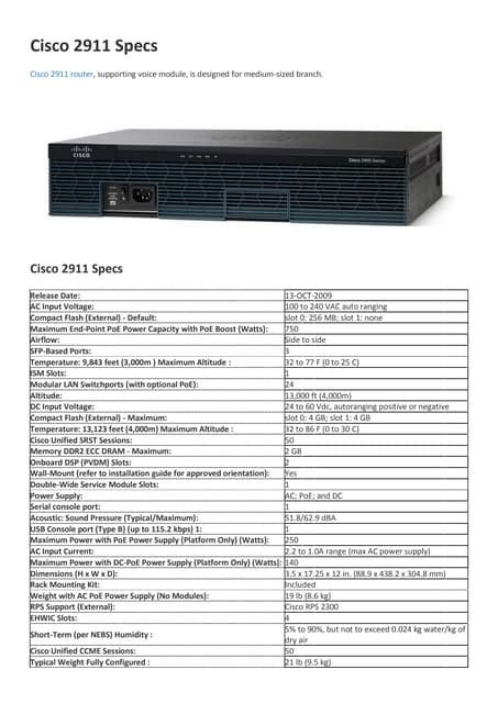 Cisco 2911 specs | PDF