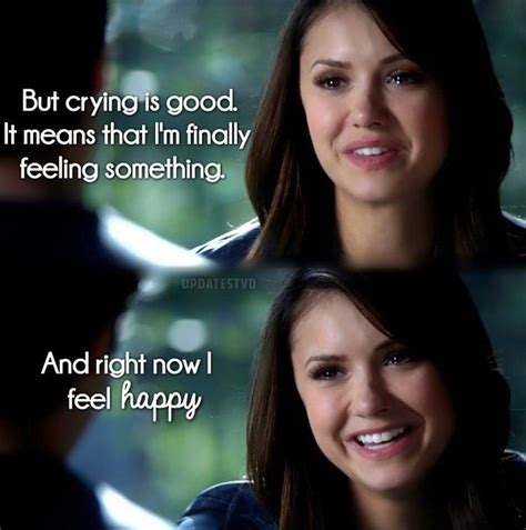 The rare occasion when Elena Gilbert is happy. :) The Vampire Diaries.