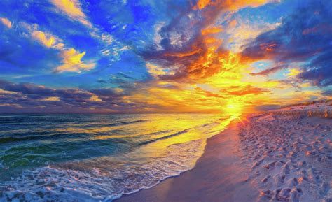 Colorful Swirling Yellow Orange Sunset Beach Photograph by Eszra Tanner ...